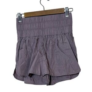 Free People Movement Women The Way Home Shorts M Purple High Rise Smocked Run